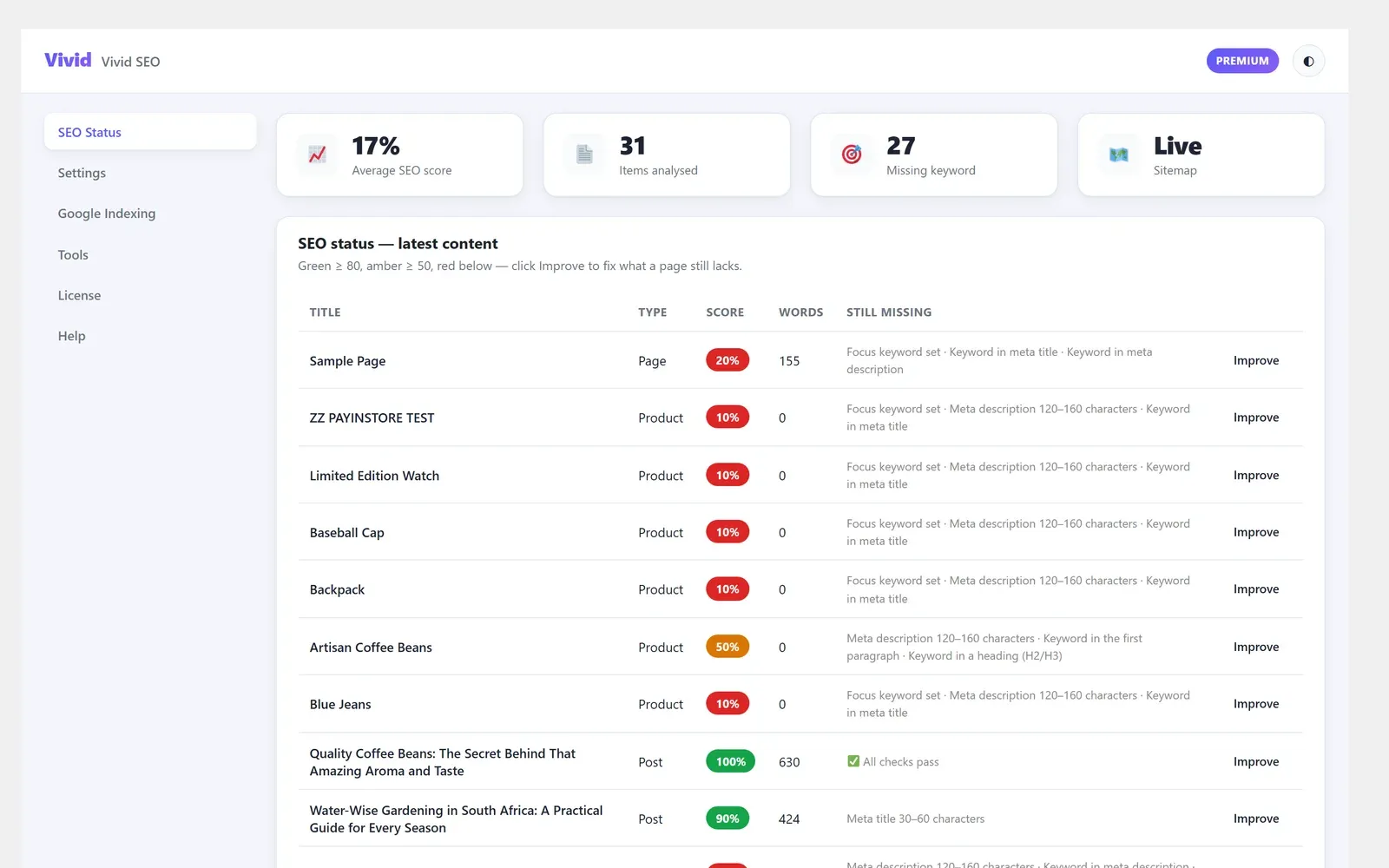 Vivid Plugins screen